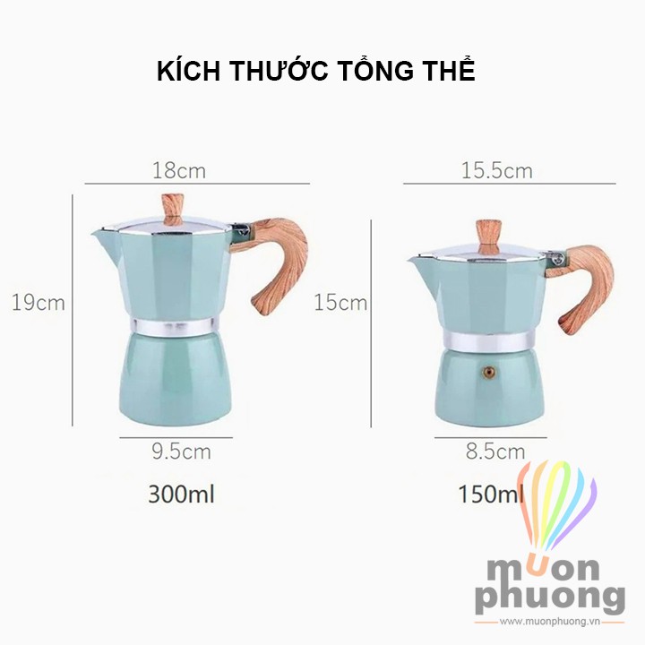 [FRSHIP20K] Bình pha cafe moka tay cầm gỗ kiểu dáng cổ điển châu Âu- MUÔN PHƯƠNG SHOP