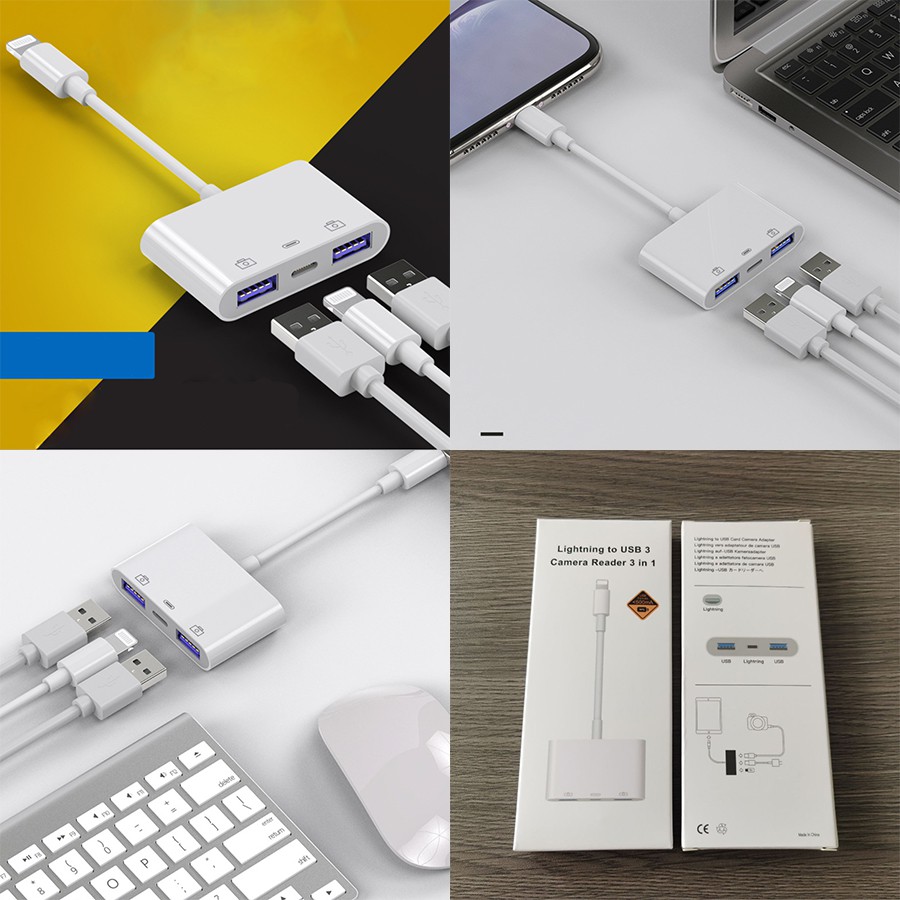 Jack chuyển lightning sang 2 cổng usb [Chính Hãng có sạc trực tiếp]