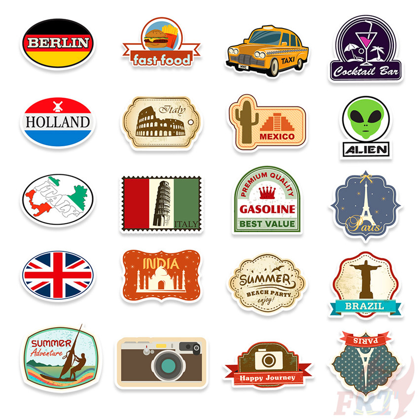 100Pcs/Set ❉ Famous Tourist City Scenery Series 02 - City Travel Stickers ❉ Tourist Attraction DIY Fashion Mixed Luggage Laptop Skateboard Doodle Decal Stickers