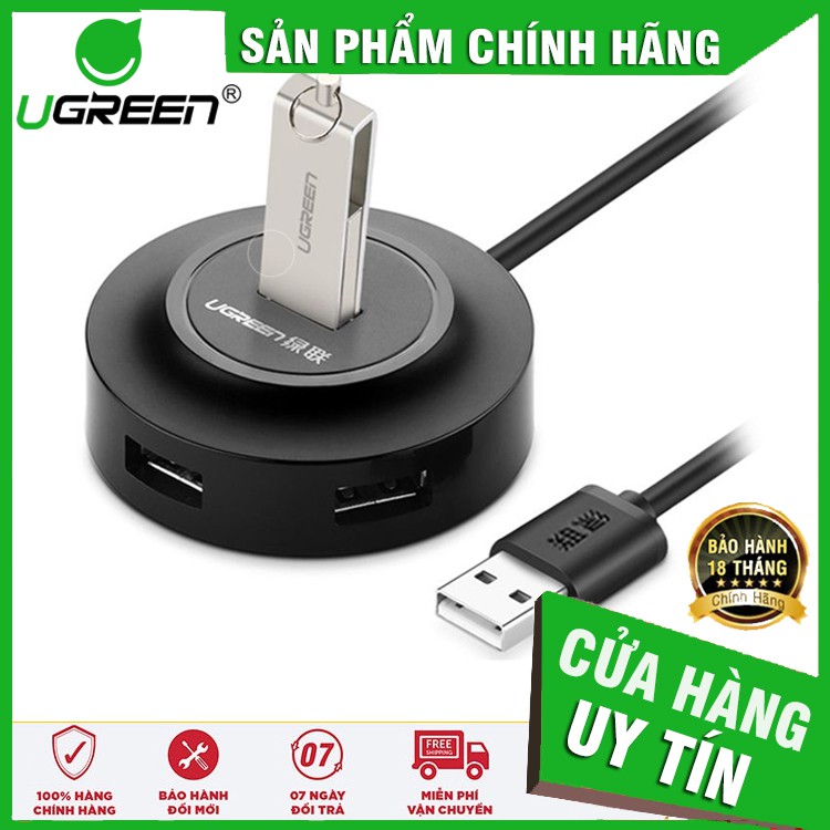 Bộ Chia USB 2.0 (1 ra 4) Ugreen 20277 (Màu Đen)