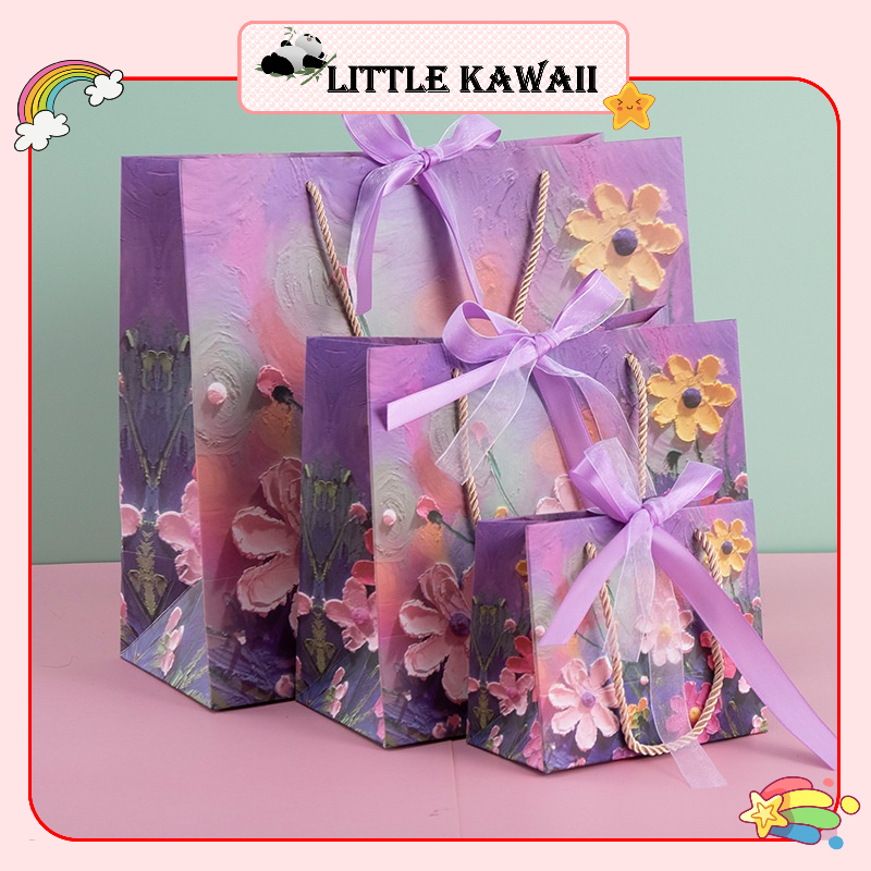 Túi giấy đựng quà ngang tranh hoa nghệ thuật