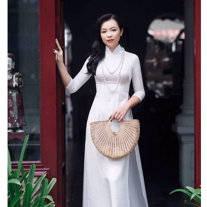 Áo dài trắng nữ sinh Chaang May sẵn lụa tây thi 2 tà dày dặn cho học sinh