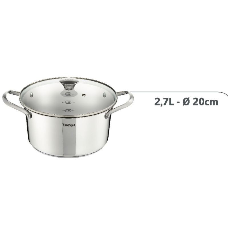 Tefal- Bộ Inox Simpleo B907S644 đẹp đến nao lòng gồm quánh size 16cm, nồi size 20cm và 24cm phù hợp với mọi loại bếp