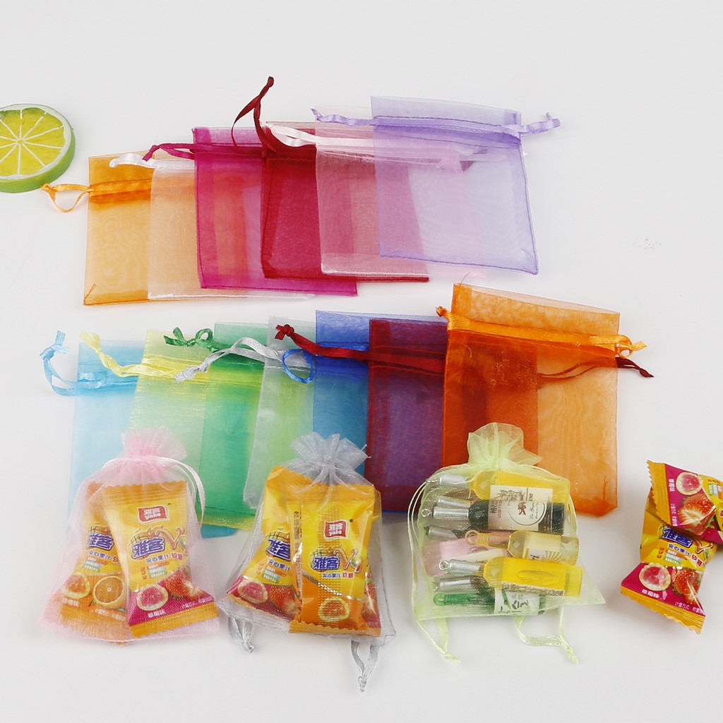 Set 10 túi vải organza 7x9cm đựng quà giáng sinh / đám cưới