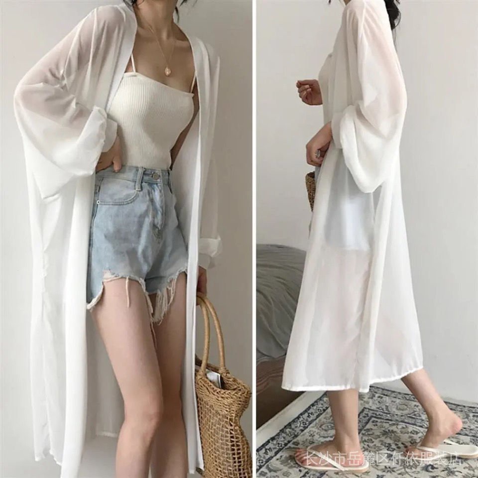 Áo Khoác Cardigan Cánh Dơi Dài Tay Dáng Rộng Vải Voan Mỏng Chống Nắng Cho Nữ