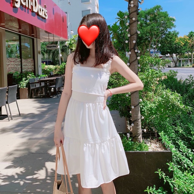 Đầm 2 dây nơ lưng thiết kế form suông 2 tầng- chất vải kate lụa mềm có 3 màu | BigBuy360 - bigbuy360.vn