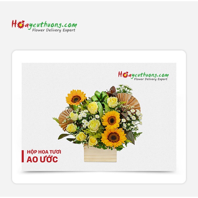 HN, HCM [Evoucher] Phiếu quà tặng Hộp hoa tươi - Ao ước tại thương hiệu Hoa Yêu Thương