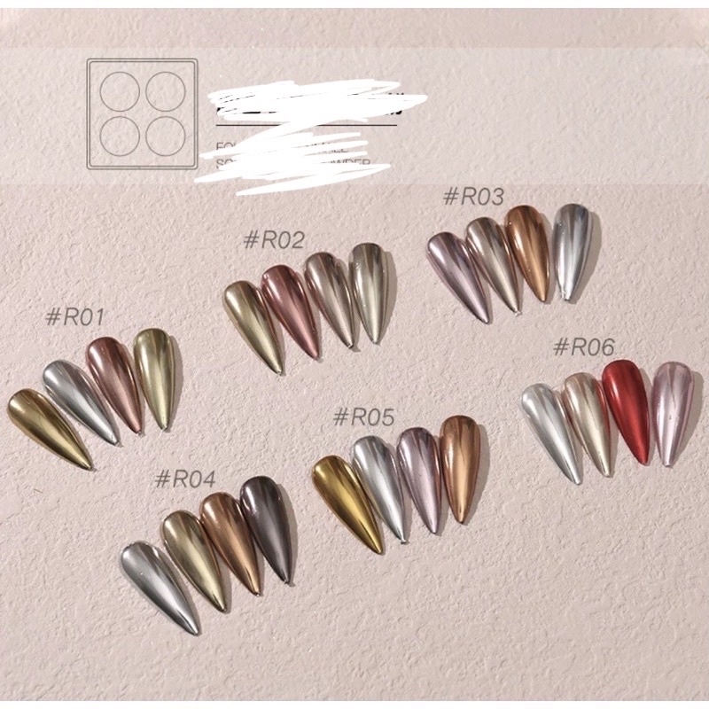 Bột nén tráng gương cao cấp trang trí móng 4 màu