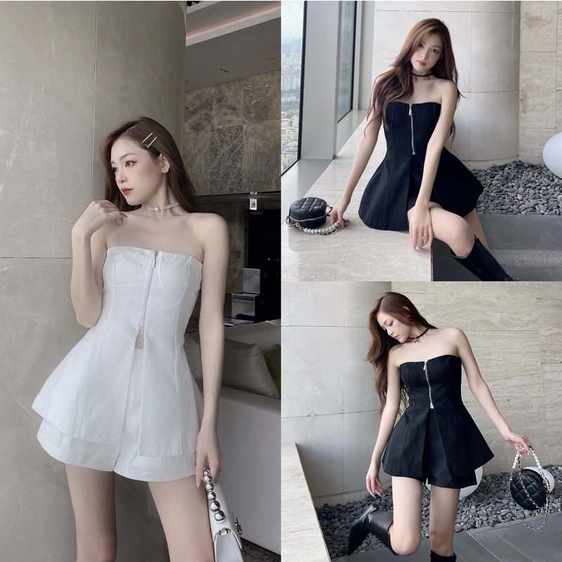 Bộ áo cúp ngực phối khoá cùng quần short cá tính sang chảnh - Martini Set