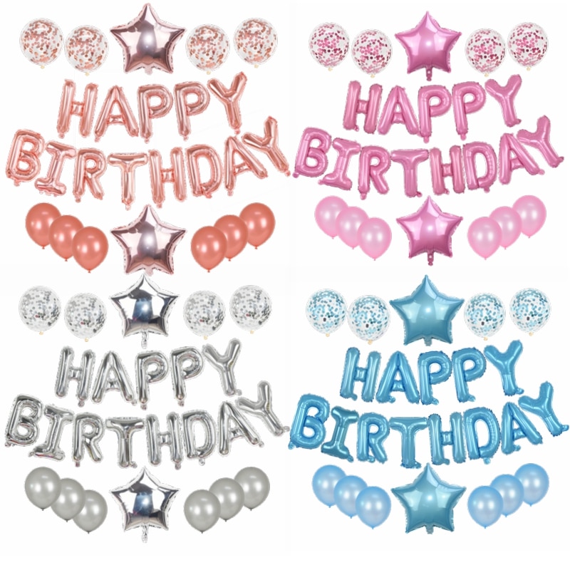 1 Set Bong Bóng Lá Nhôm Chữ Happy Birthday Dùng Trang Trí Tiệc Sinh Nhật