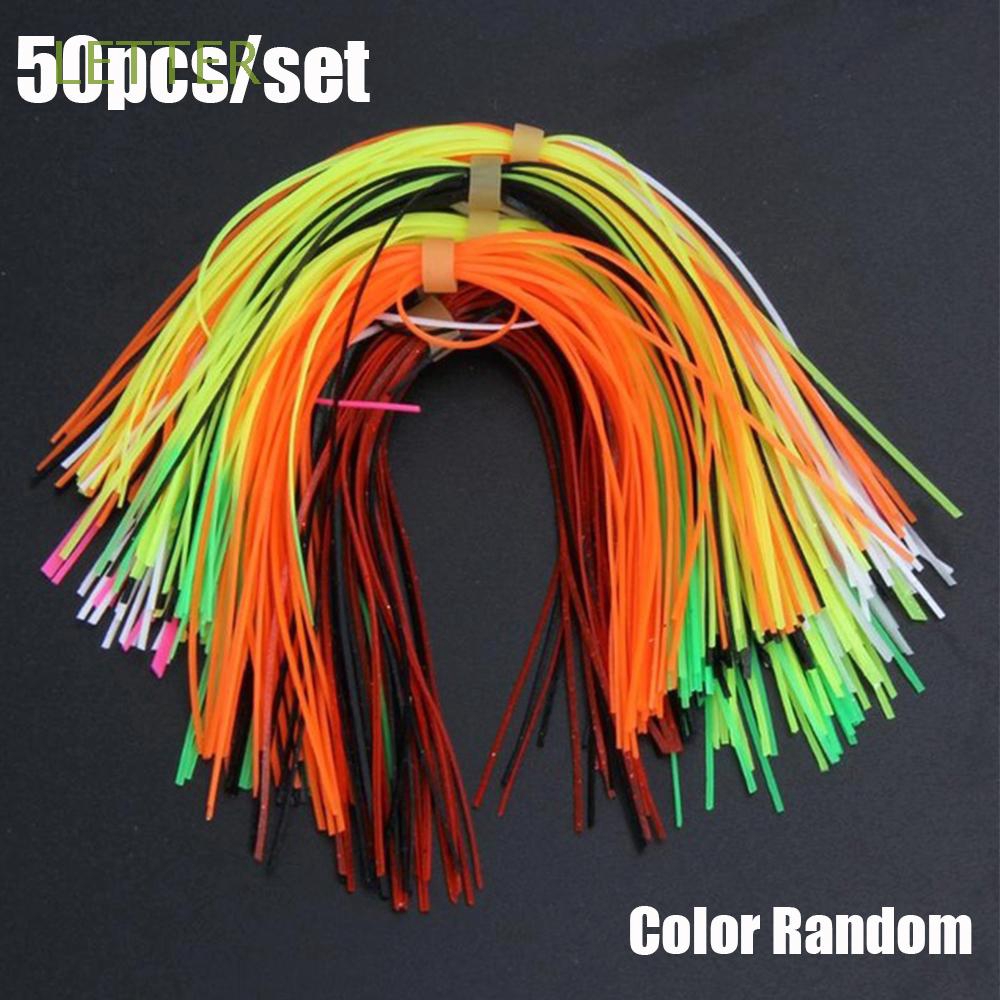 Bộ 50 dây silicone dài 13cm rộng 0.8cm nặng 2.6g dùng làm mồi giả câu cá