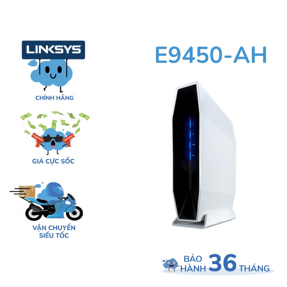 Bộ phát wifi LINKSYS E9450 chuẩn AX tốc độ 5400mbps Max-stream Dual-band easy mesh wifi 6 MU-MIMO gigabit