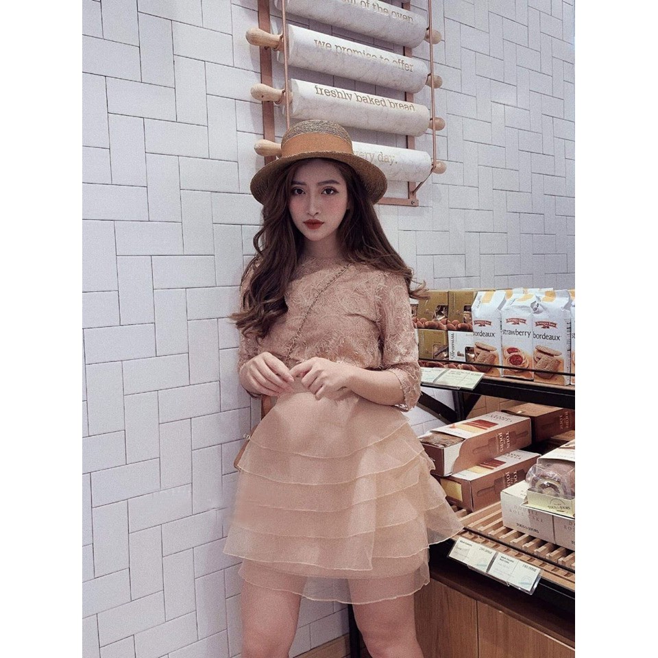 Set áo + chân váy tầng voan siêu xinh