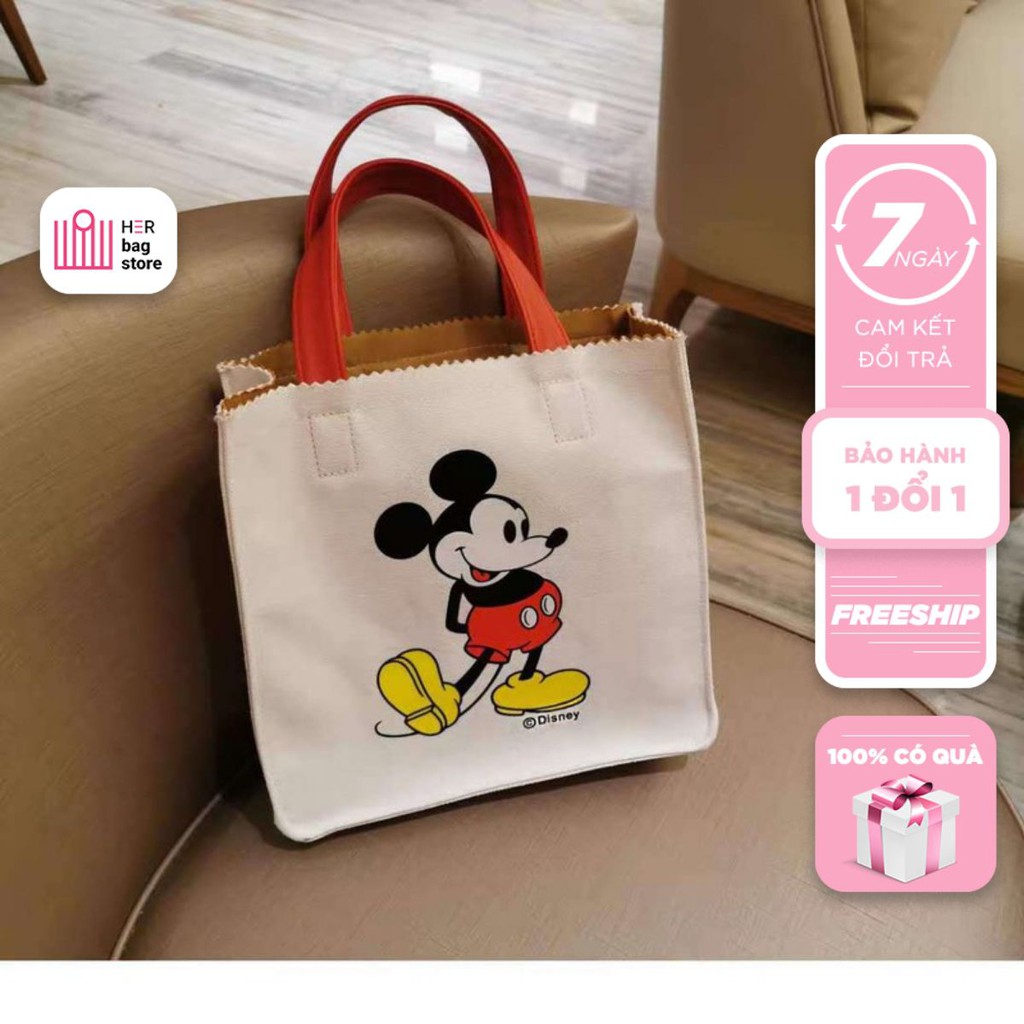 Túi tote nữ xách tay hoạt hình mickey vải mềm Hàn Quốc đeo chéo mini học sinh viên đi chơi đi học giá rẻ Herbag Store