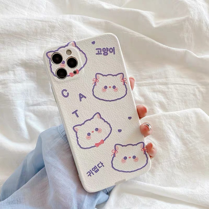 Ốp Onion cute cat vân da dẻo mịn Hàn Quốc dành cho iPhone 11 Pro Max 7 8 Plus X XsMax XR