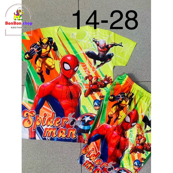 COMBO 3b đồ bé trai mặc hè siêu mát giá tại xưởng, combo 3b 3 mẫu siêu nhân cho bé size 10-23kg