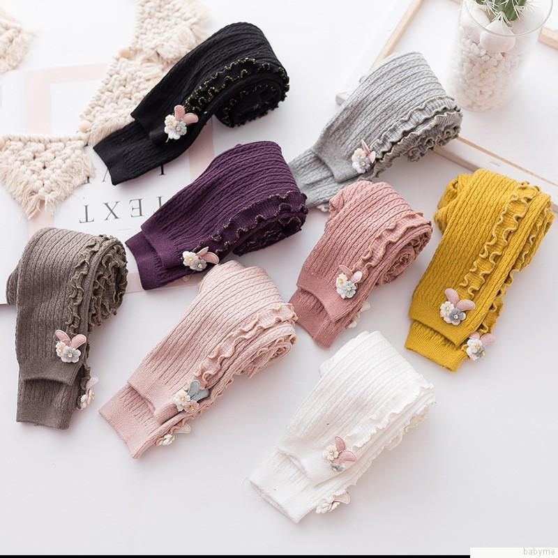 Quần legging dày mềm mại co giãn màu trơn cho bé gái 0-5 tuổi