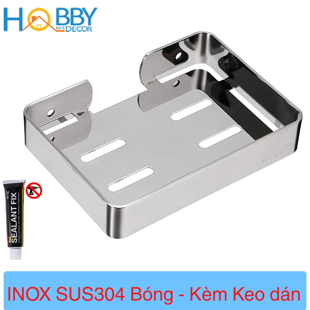 Khay đựng xà phòng, xà bông HOBBY SB4 Inox 304 dán tường hoặc khoan tường - có keo dán và đinh ốc