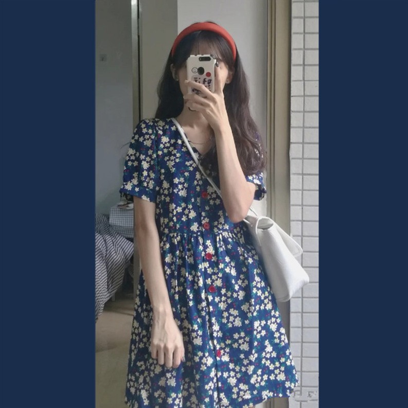 [SALE MẠNH] Váy hoa nhí cổ chữ V siêu dễ thương | BigBuy360 - bigbuy360.vn