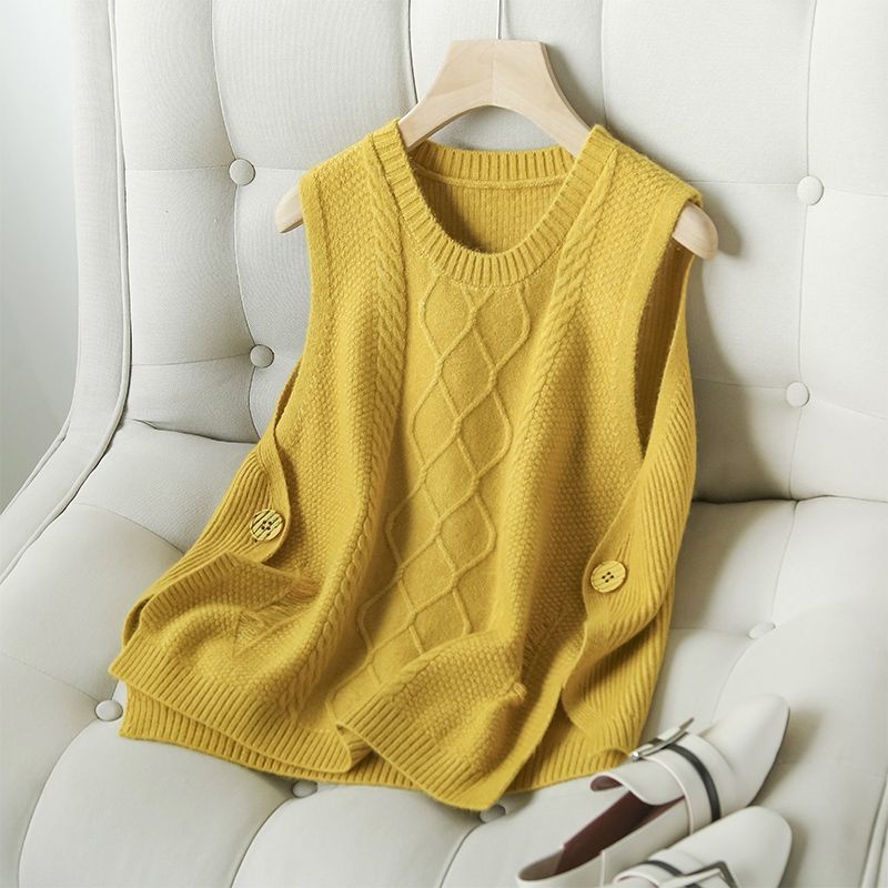 Áo Vest Dệt Kim Không Tay 165487 Áo Sweater Không Tay Trơn Màu Đơn Giản