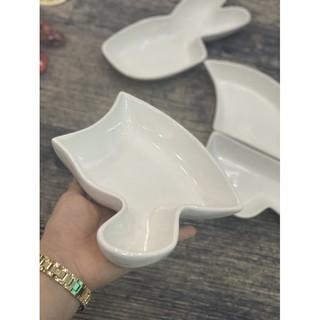 Set đĩa Thỏ trắng gốm sứ Bát Tràng