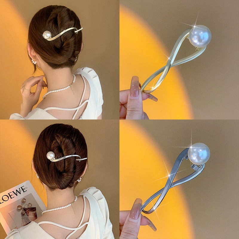 Kẹp Tóc Hình Nơ / Cá / Hoa Đính Ngọc Trai Xinh Xắn Cho Nữ