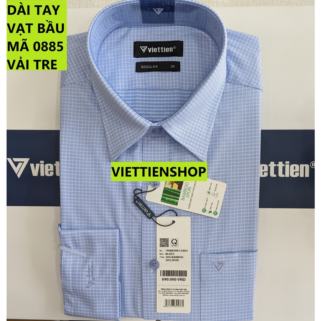 ÁO SƠ MI VIỆT TIẾN DÀI TAY VẢI TRE CA RÔ