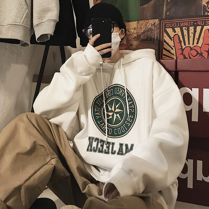 Áo Hoodie Dáng Rộng Phong Cách Hồng Kông Cá Tính Cho Nam