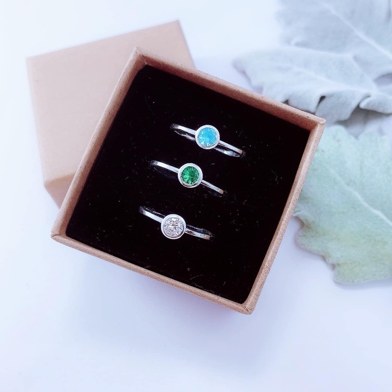 NHẪN BẠC NỮ NHỎ XINH ĐÁ NHIỀU MÀU, BẠC TA, BẠC NGUYỄN KHÁNG