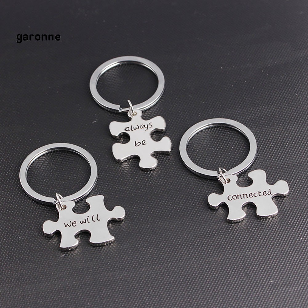Set 3 móc khóa khắc chữ &quot;We Will Always Be Connected&quot; dạng mảnh ghép độc đáo