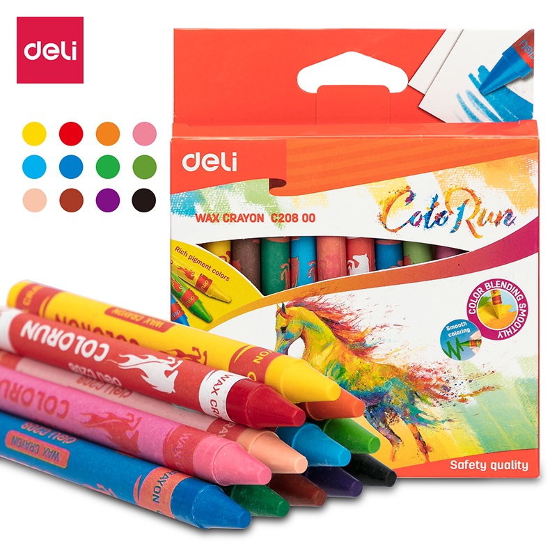 Bút Chì Sáp Deli 12 Màu EC20800