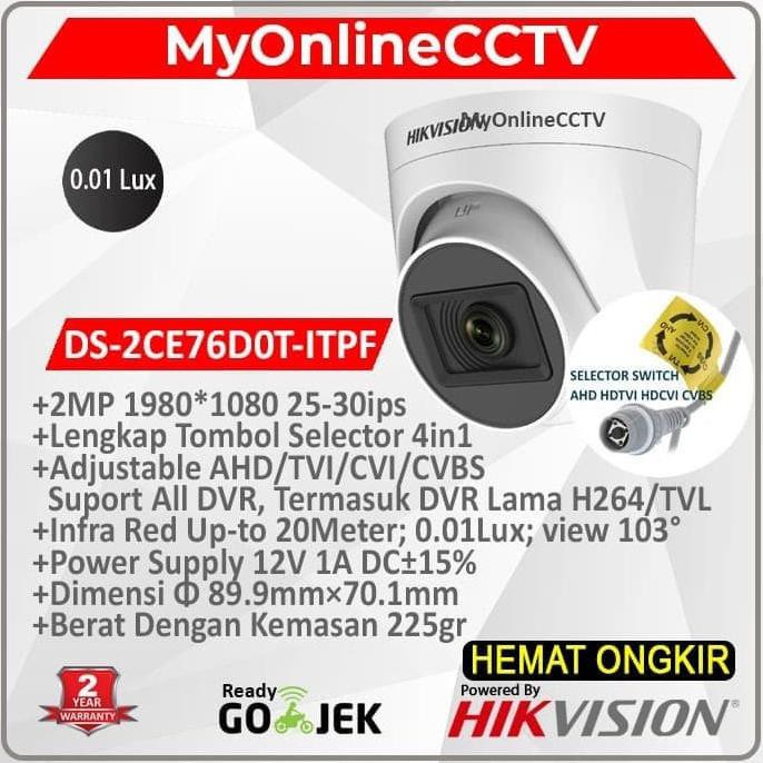 HIKVISION Camera an ninh 2Mp Ds-2Ce56D0T-Irpf Analog Ahd Hdtvi Cctv