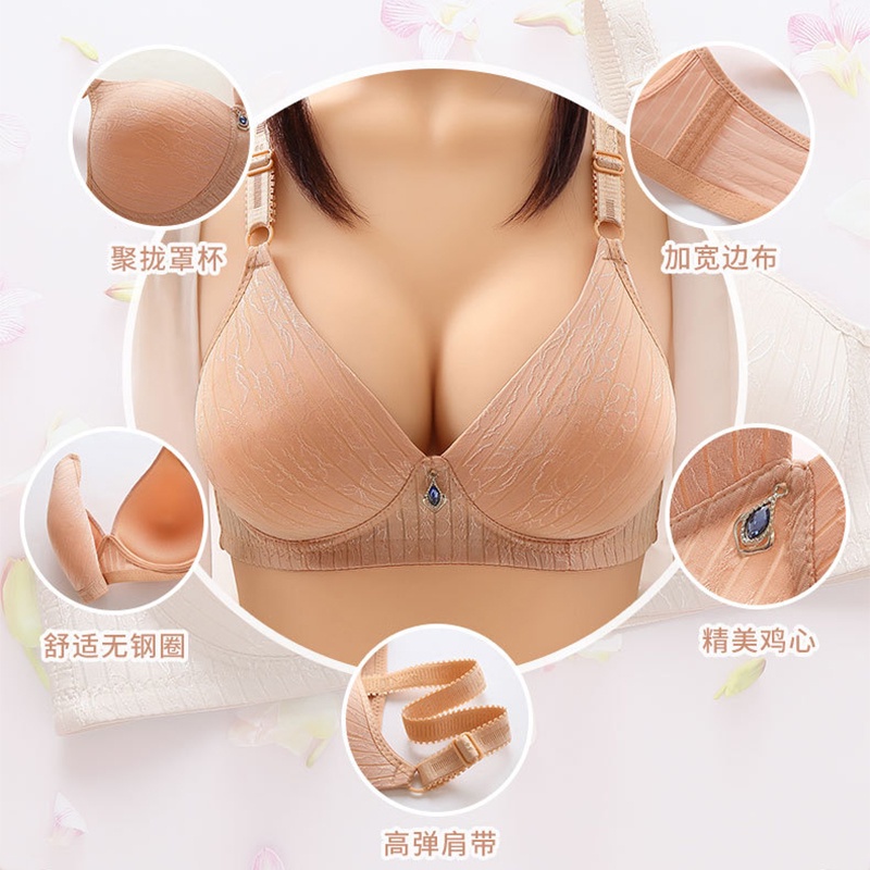 Áo ngực AOWEINISI hỗ trợ ngân ngực phong cách truyền thống tự nhiên đơn giản với cúp mỏng