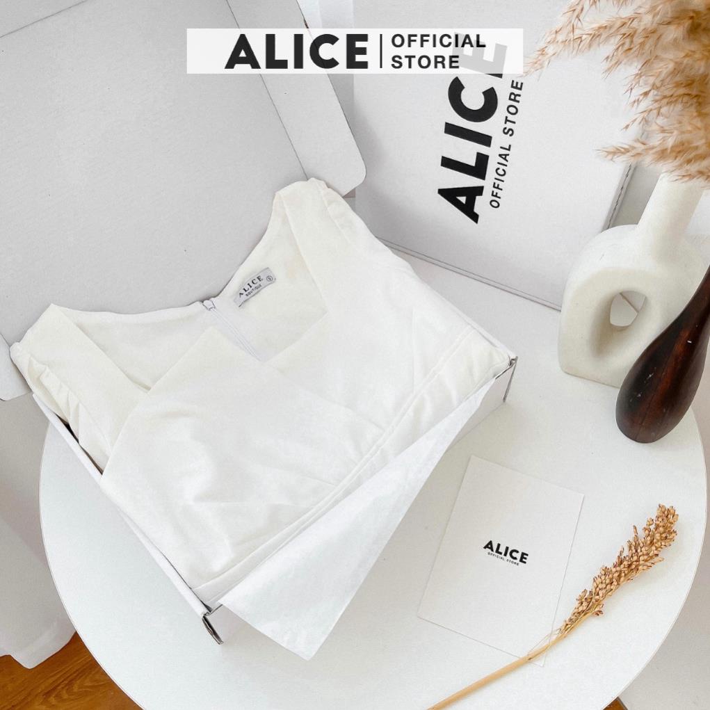may theo yc- Váy Nữ Xếp Ly Cổ Vuông ALICE Thiết Kế Dáng Dài Xòe Tay Lỡ Thắt Eo Cho Nữ Đi Chơi, Đi Dự Tiệc V677