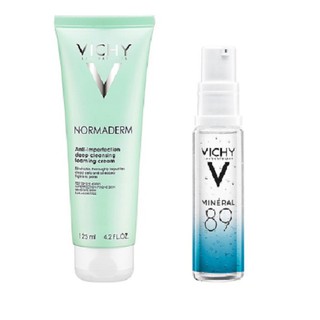 Sữa Rửa Mặt Tạo Bọt Ngăn Ngừa Mụn Và Se Lỗ Chân Lông - Normaderm Vichy 125m Tặng M89 10ml