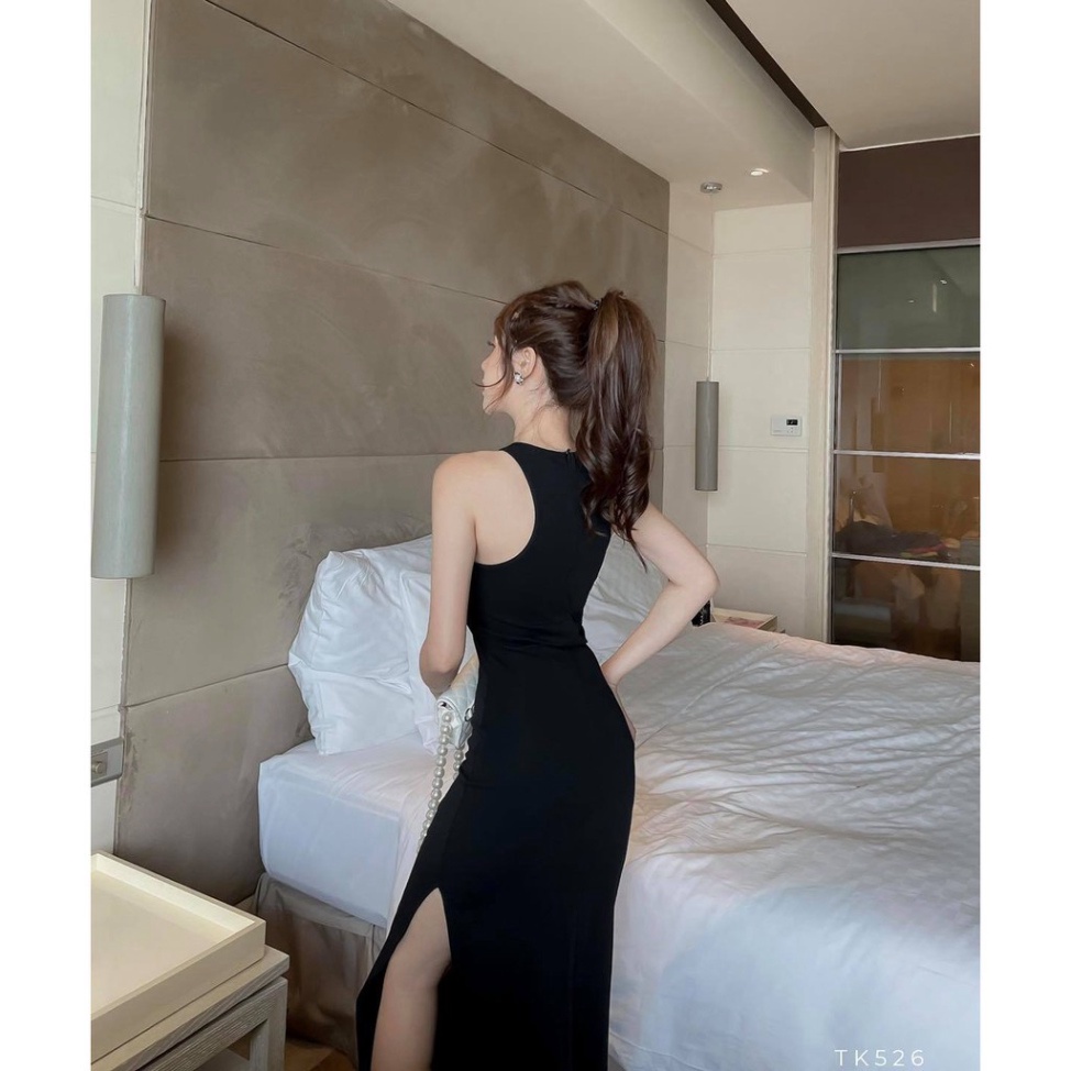 Đầm Body Sát Nách Form Dài Xẻ Tà Tôn Dáng Đi Biển  / Dạo Phố Mùa Hè Màu Nude Thanh Lịch Freesize