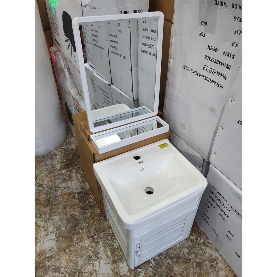 Tủ chậu gương lavabo rửa mặt mini nhôm màu trắng cao cấp nhỏ gọn sang trọng tiện lợi Life Home