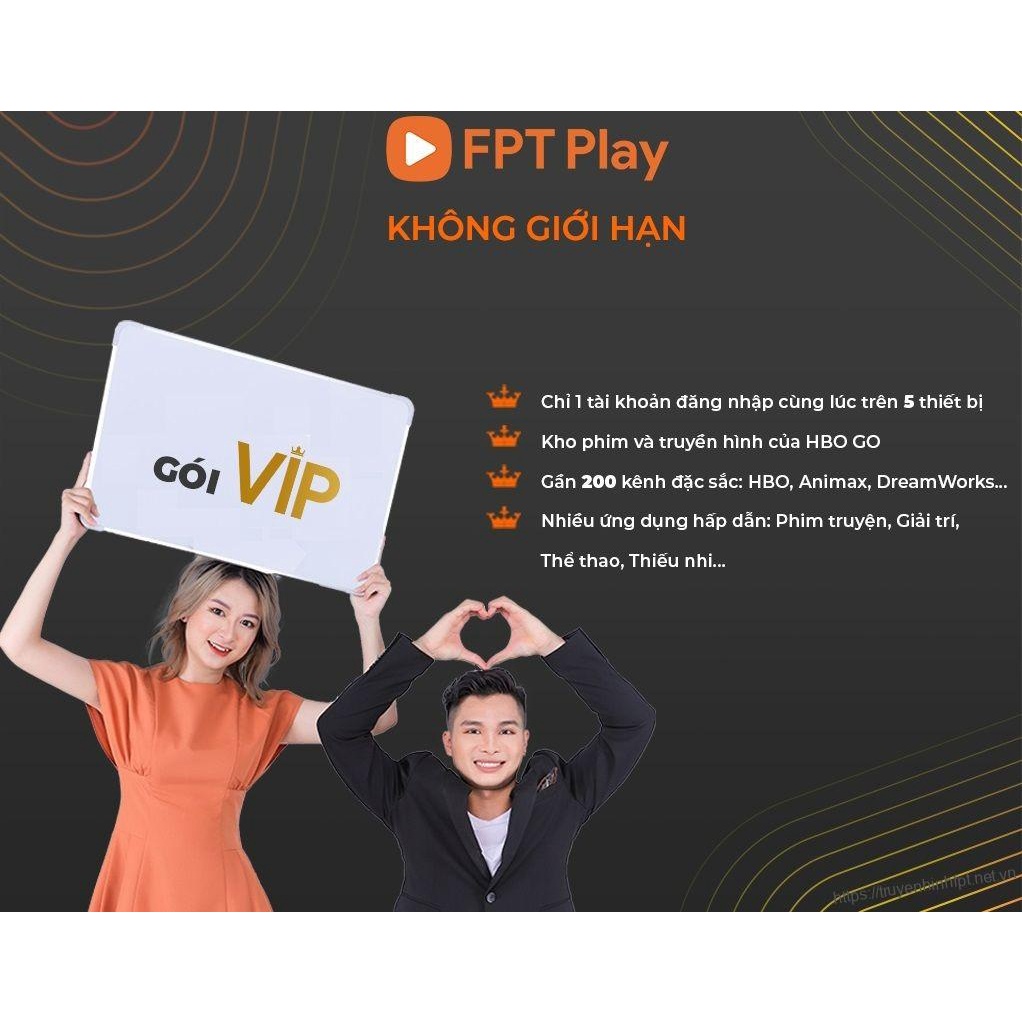 Hồ Chí Minh [E-Voucher] Gói VIP - FPT Play chính chủ -  Chia sẻ 5 thiết bị xem HBO GO không quảng cáo