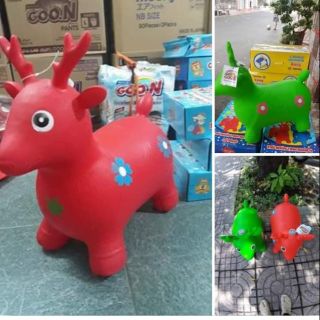 Thú nhún bơm hơi hình con hươu có nhạc cho bé