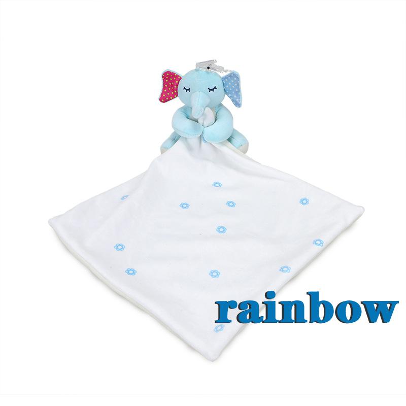 RAINBOW-Baby Security Blanket Baby Cute Animal Soothing Towel Doll Newborn Nibble Sleep Toys Snuggle Blankets