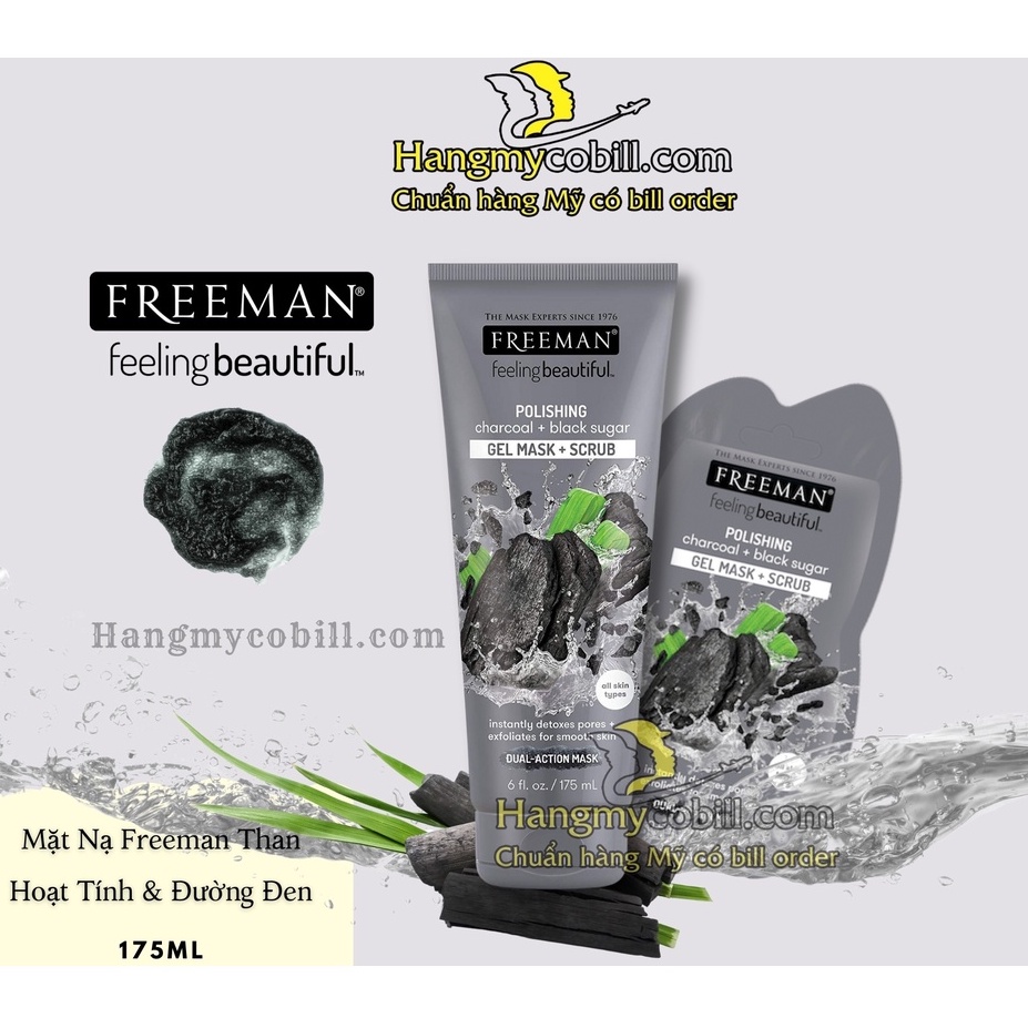 (có bill nhập) Mặt nạ Freeman dạng than đá và đường đen
