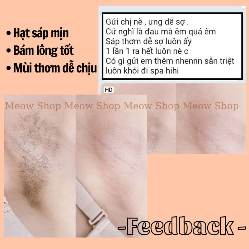 Sáp wax lông nóng Hard wax beans dừa coconut siêu bám lông, an toàn cho da 50g/100g