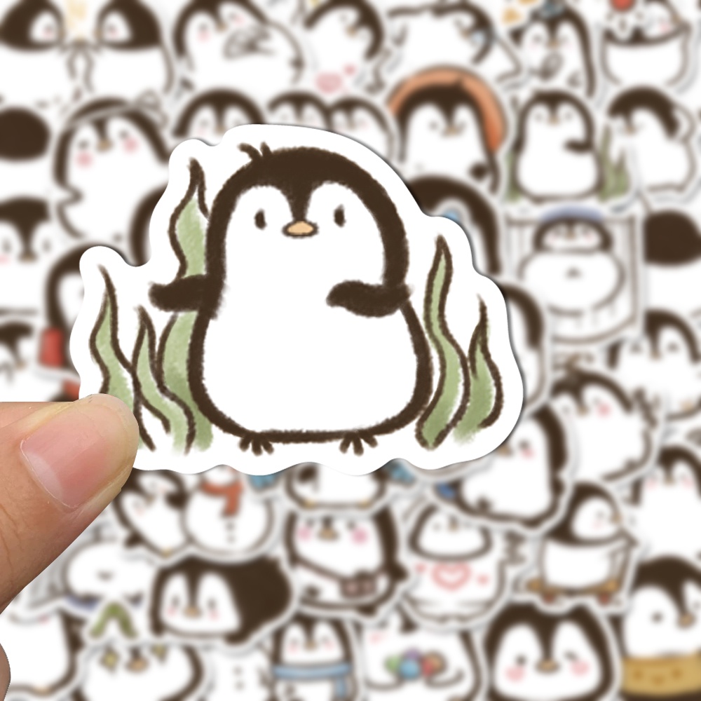 Bộ 50 Miếng Dán Trang Trí Laptop Chống Thấm Nước Hình Chim Cánh Cụt Hoạt Hình Dễ Thương
