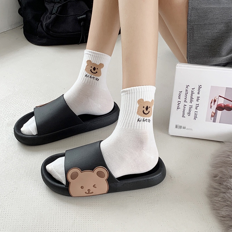 JY373-C3  - Dép cao su in hình bé gấu hướng ngoài, dép xinh hàng order giá hạt dẻ