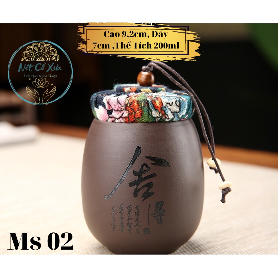 Hũ Đựng Trà Gốm - Cao Cấp - Bền Đẹp -Mini 200ml -Hàng Xuất Khẩu