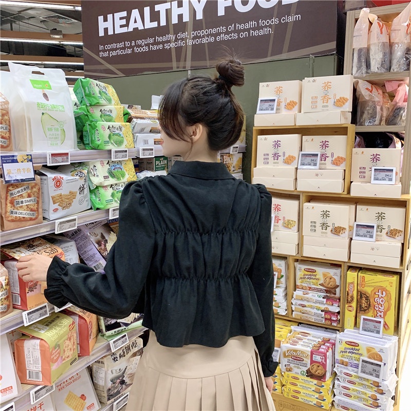 Áo sơ mi IELGY dài tay thắt nơ phong cách Hàn Quốc cho nữ