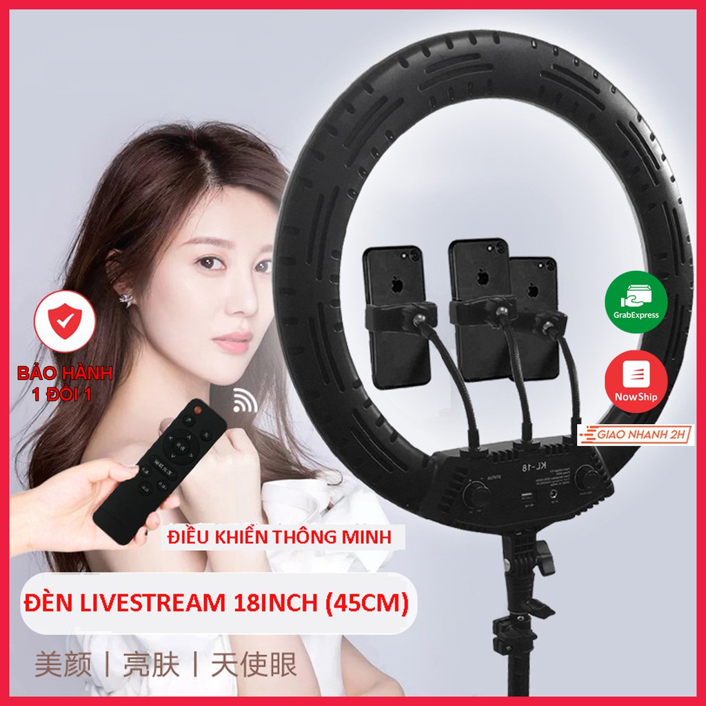 Bộ Đèn Livestream, tiktok, 45cm kèm điều khiển, 3 màu ánh sáng, chuyên dụng cho Livestream, Trang Điểm Make Up, Phun Săm