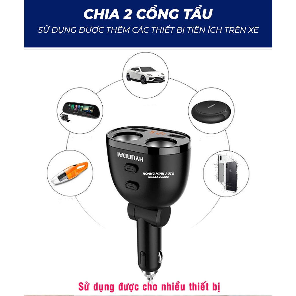 Tẩu sạc chia sạc ô tô hyundai cao cấp HY-16 (Bảo hành 12 tháng) | BigBuy360 - bigbuy360.vn