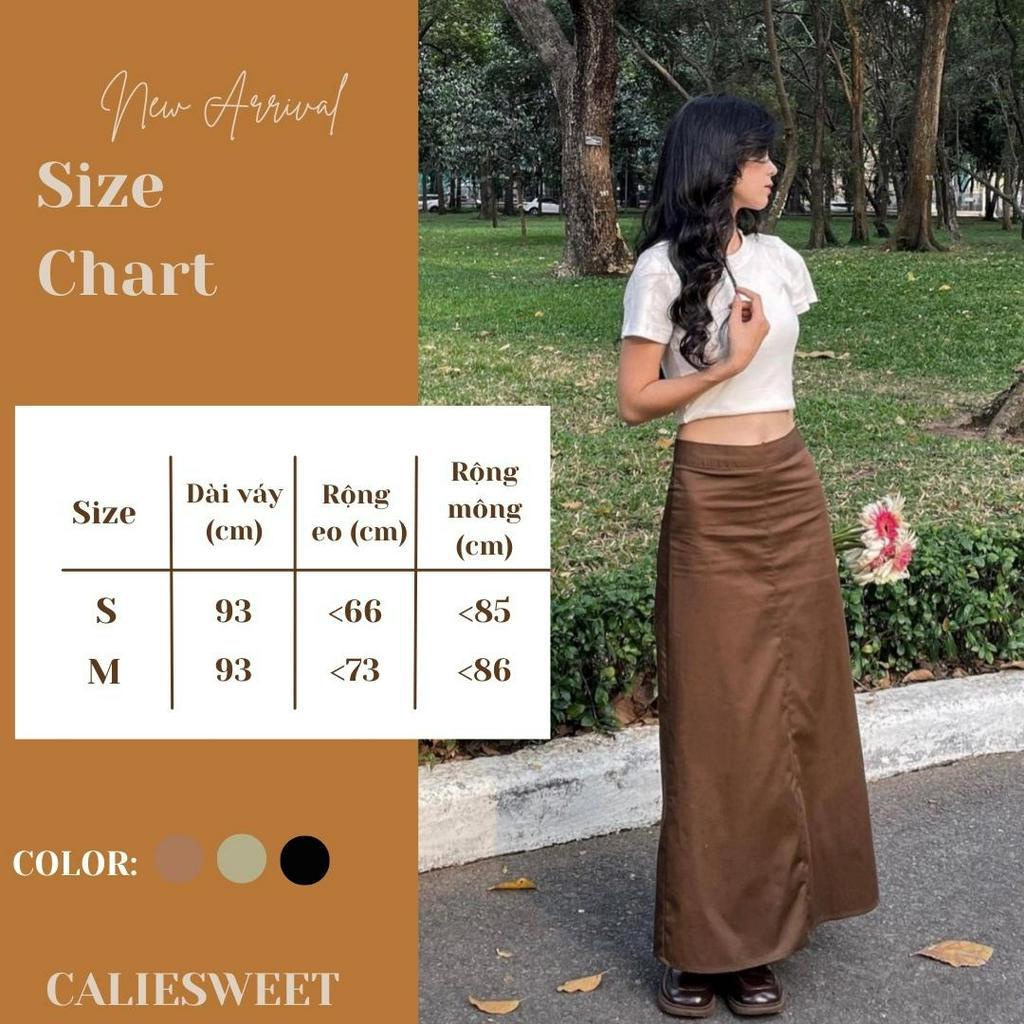 Chân váy dáng dài chữ A Caliesweet chân váy vintage phong cách Hàn Quốc