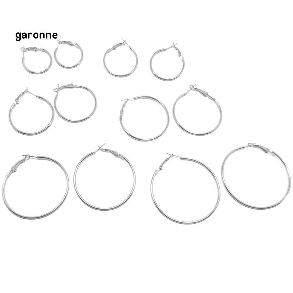 GA_6 Pairs Fashion Circle Hoop Dangle Earrings Women Celebrity Eardrop Jewelry Gift